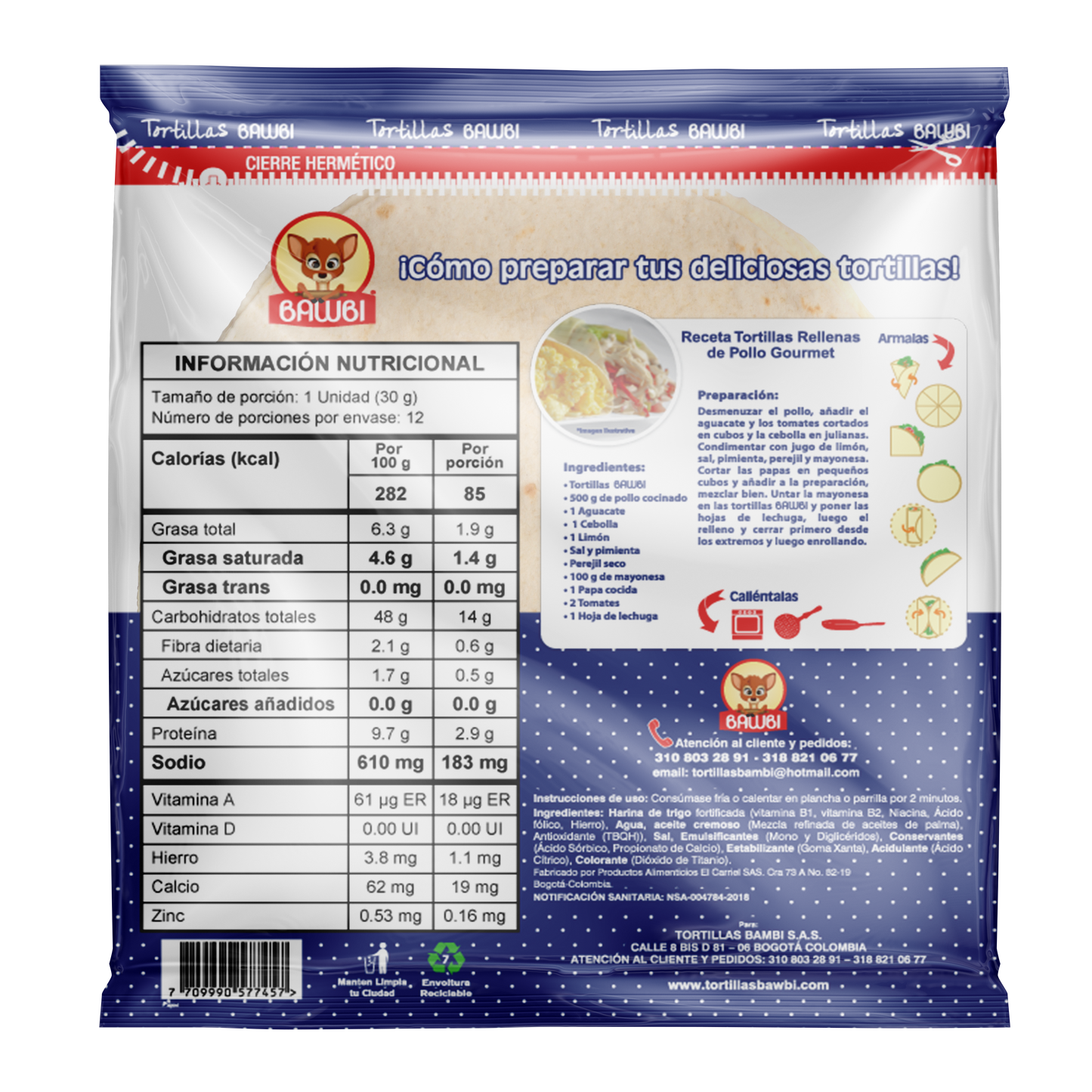 Tortillas Harina de Trigo Bawbi® M 12 Und 360g