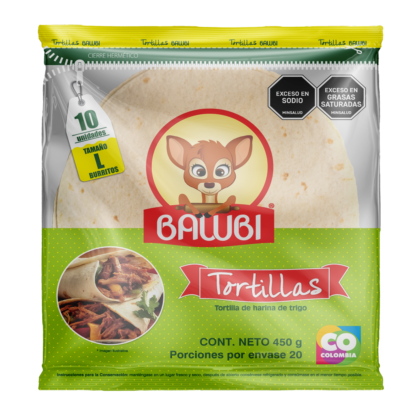 Tortillas Harina de Trigo Bawbi® L 10 Und 450g