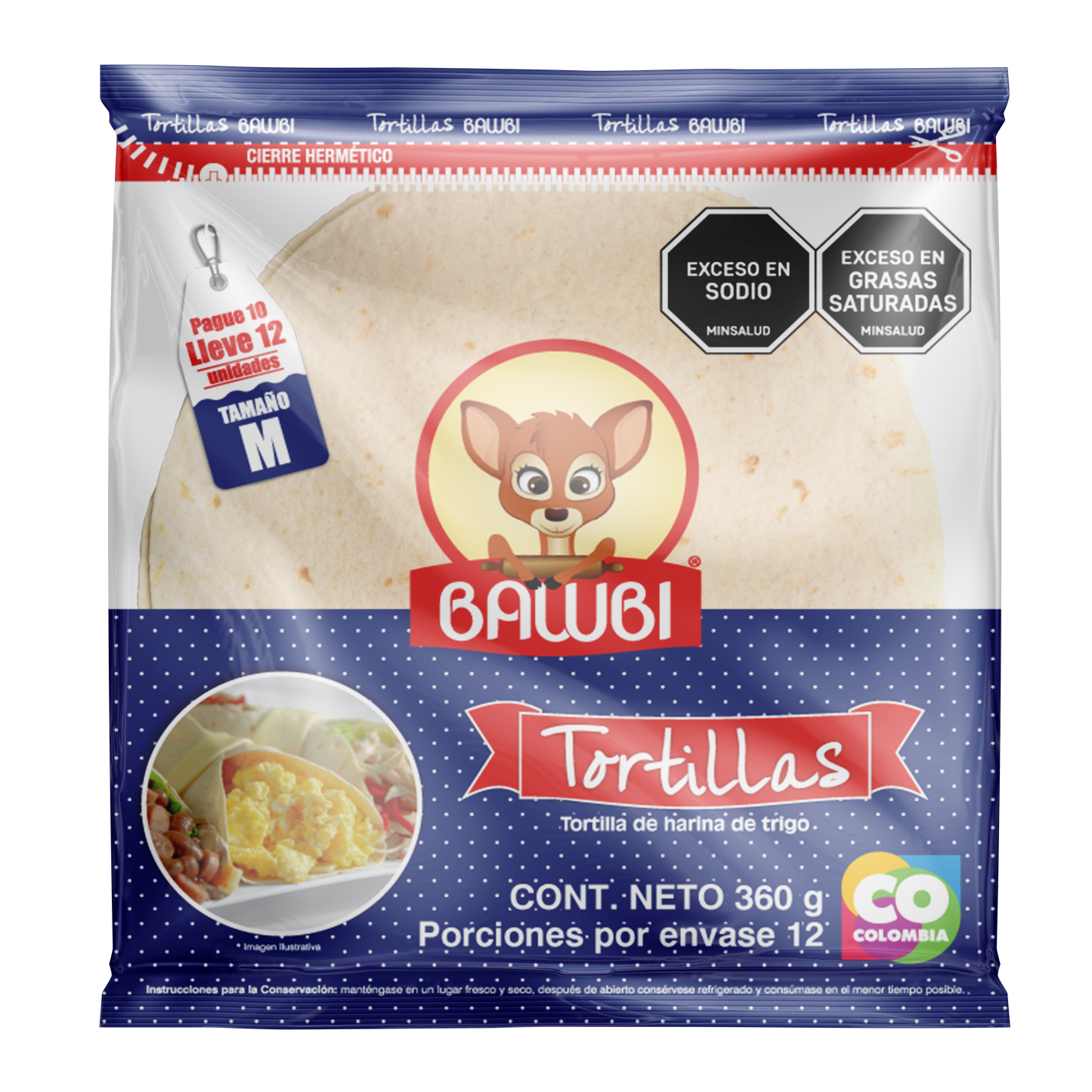 Tortillas Harina de Trigo Bawbi® M 12 Und 360g