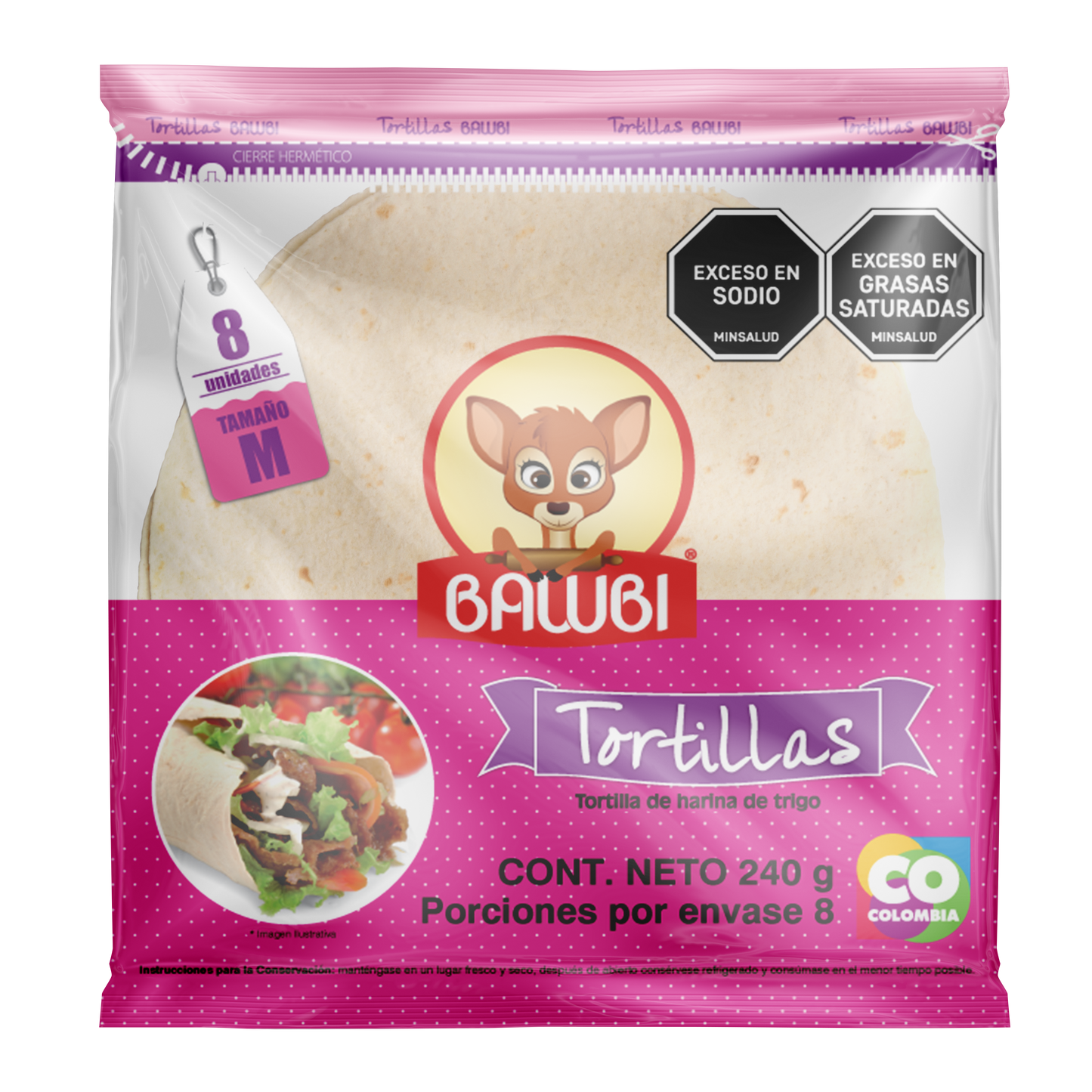 Tortillas Harina de Trigo Bawbi® M 8 Und 240g
